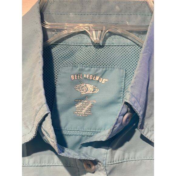 Reel Legends Shirt Women's Size Small Blue Long Sleeve Button Up Pockets - Picture 4 of 6